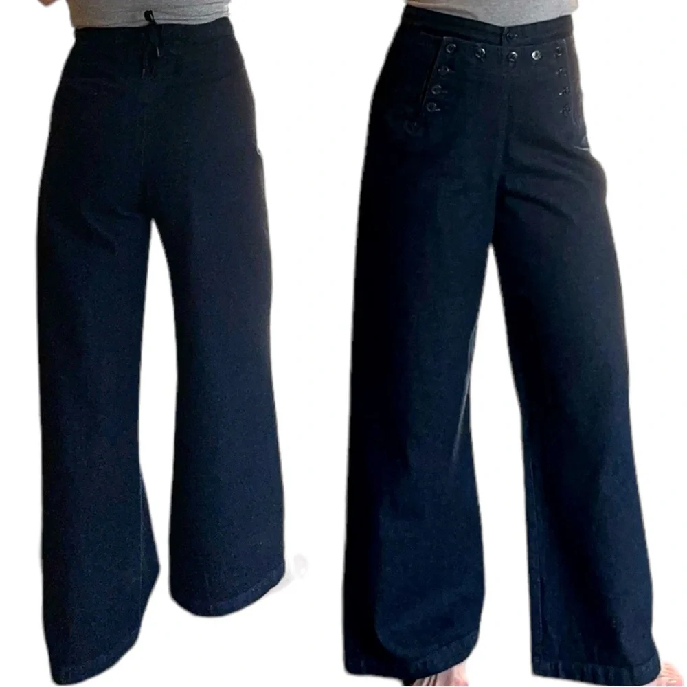 Lauren Ralph Lauren Sailor Pant Cotton Denim Navy 10P - Picture 9 of 9